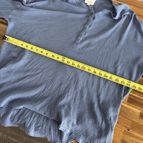 Offline by Aerie Waffle Henley T-Shirt in Blue Size XL oversized Athleisure Top - Picture 10 of 11